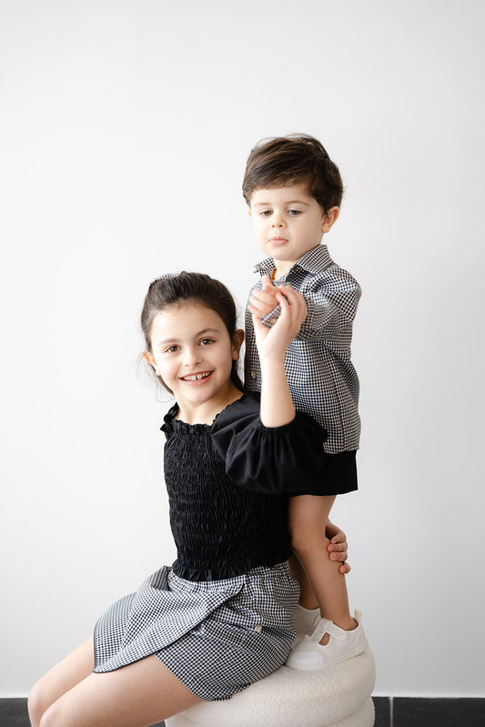 Conjunto Mini Saia-Calção Vichy + Top