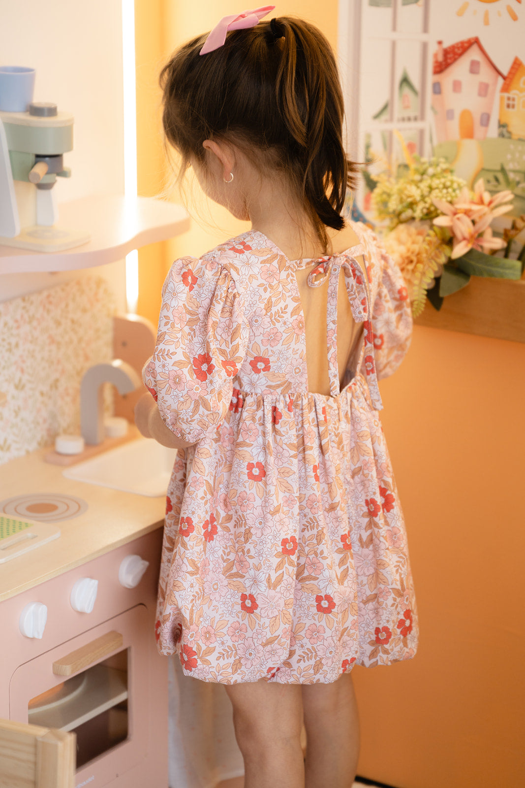 Vestido Floral Manga Balão - PREÇO ESEPCIAL