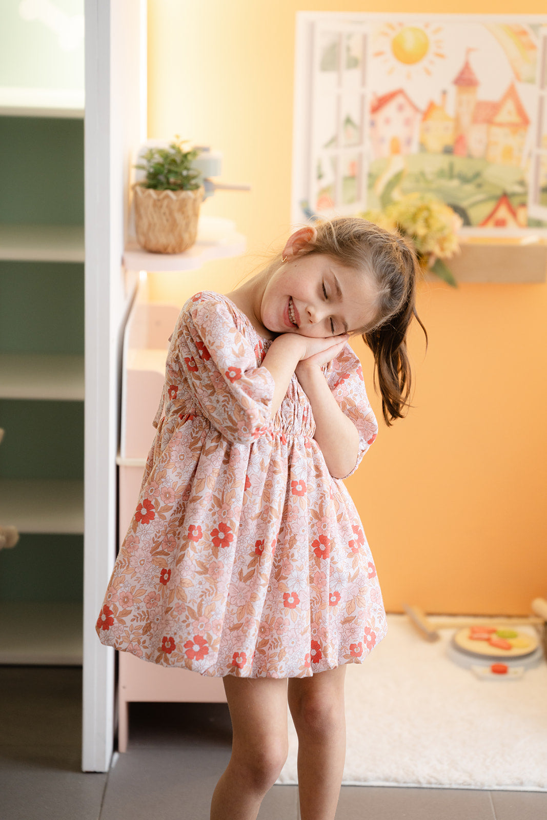 Vestido Floral Manga Balão - PREÇO ESEPCIAL