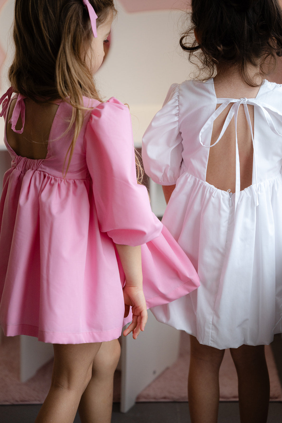 Vestido Rosa Manga Balão