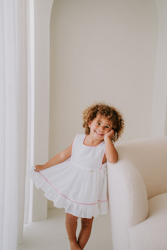 Vestido 3 em 1 - Branco e Rosa