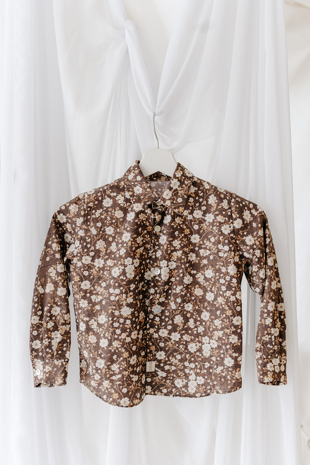 Camisa de Menino - Floral Castanho