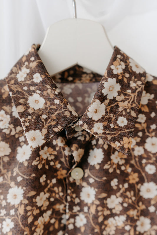 Camisa de Menino - Floral Castanho