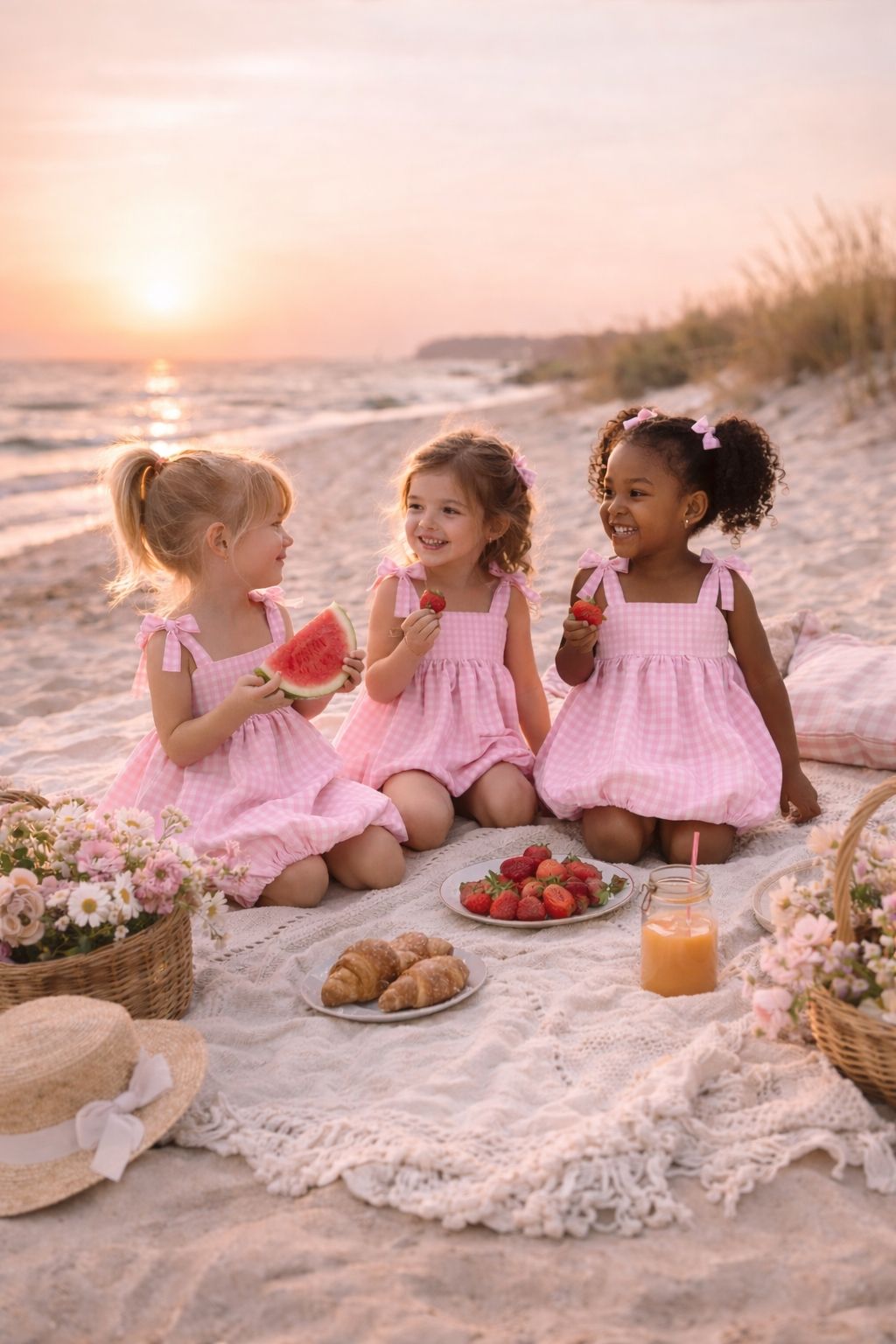 Laço de Cabelo Vichy Rosa