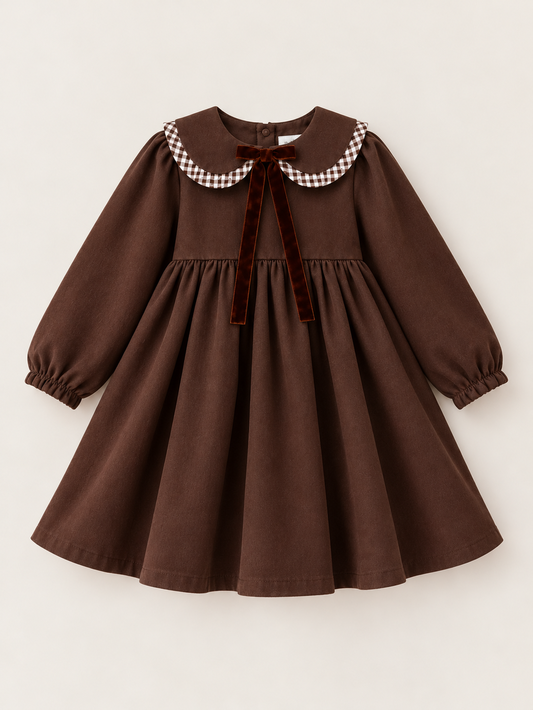 Vestido Chocolate com Gola Vichy 🤎